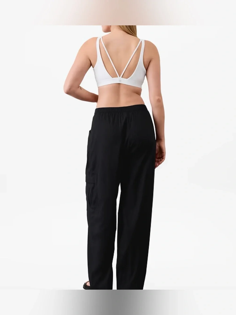 NEW NWT! ATHLETA PARADISE STRAIGHT LEG CARGO PANTS STRETCH LINEN sz M